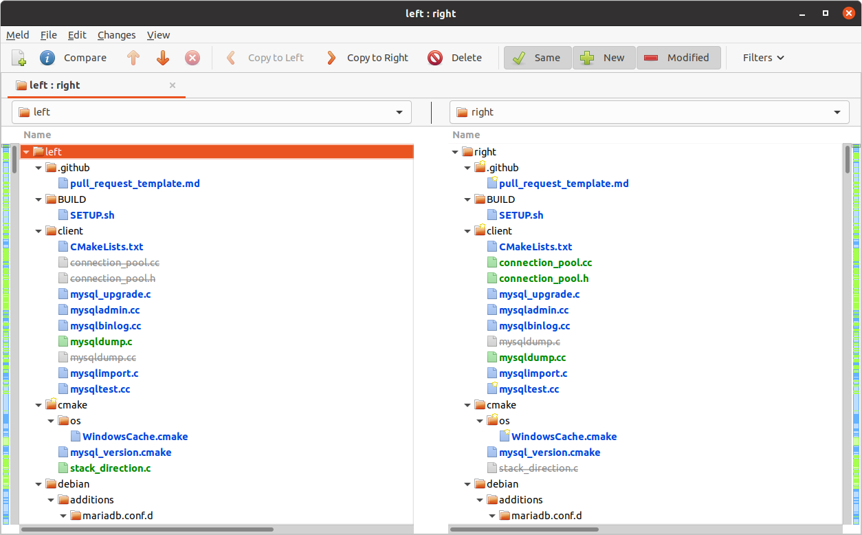 Demo of ‘git difftool’ with Meld