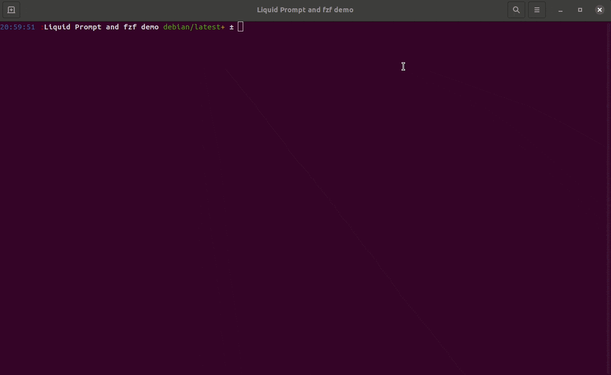 Demo of Liquid Prompt and git branch selection with Fuzzy Finder (fzf)