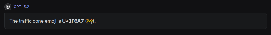 OpenAIs GPT-5.2 completely wrong answer to traffic cone emoji question