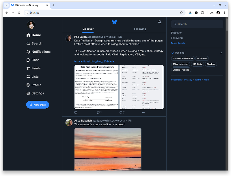 Screenshot of Bluesky