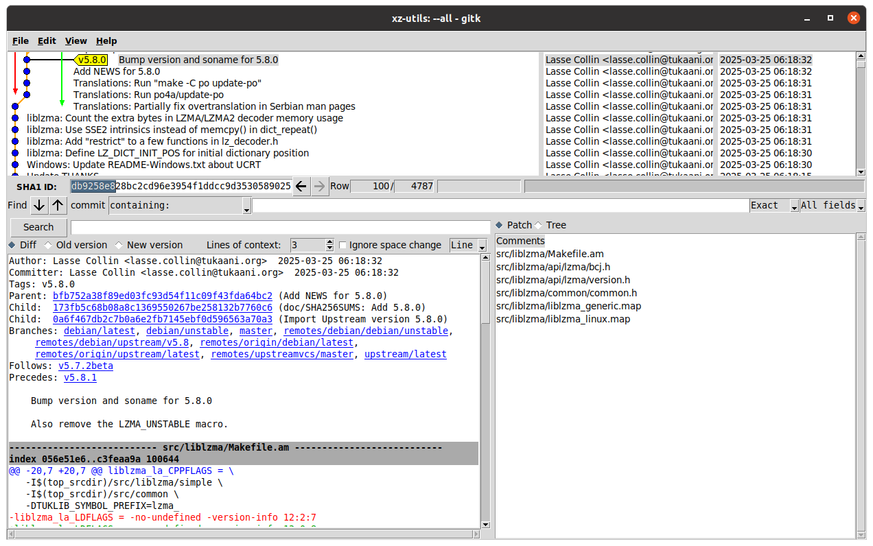 Browsing git history in gitk --all